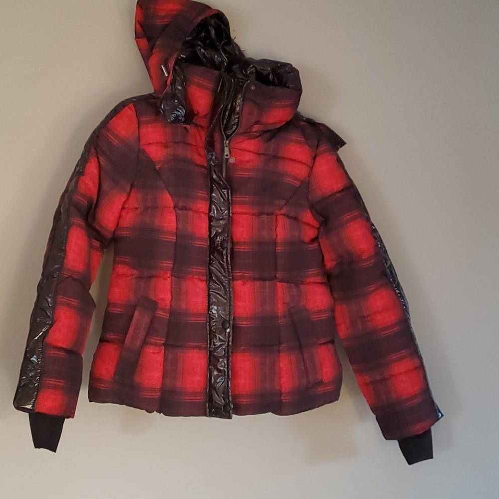 Red and Black Flannel Pattern vegan Jacket